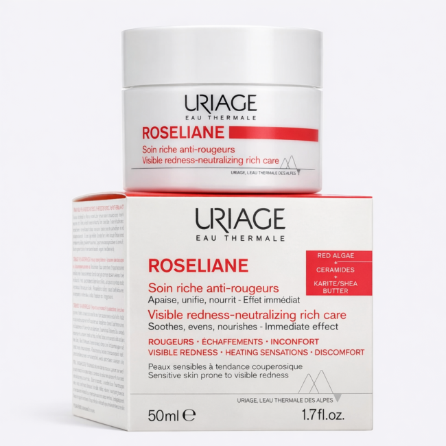 URIAGE ROSELIANE CREME RICHE ANTI ROUGEURS 50ML creme riche anti rougeurs soin visage peau sensible uriage tunisie